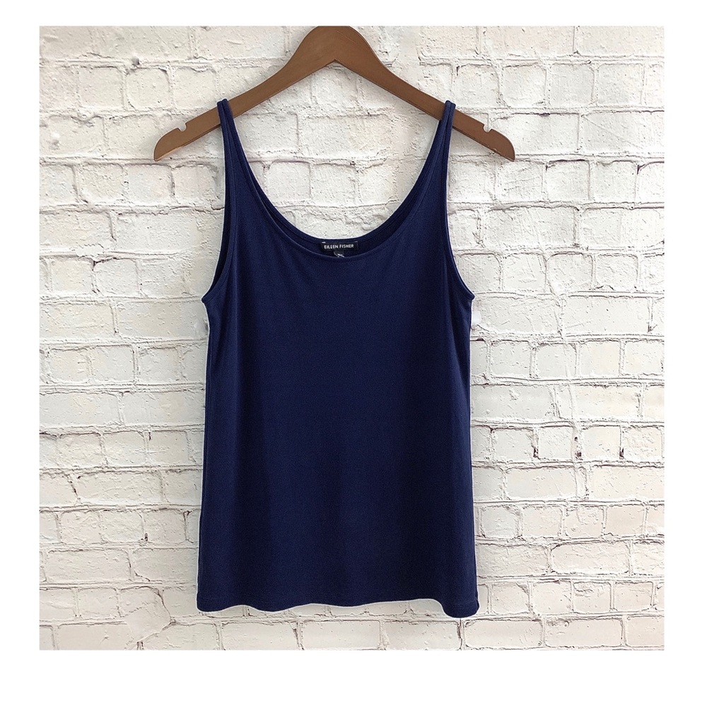 Eileen Fisher Navy Silk Tank Top Blouse Sz SP